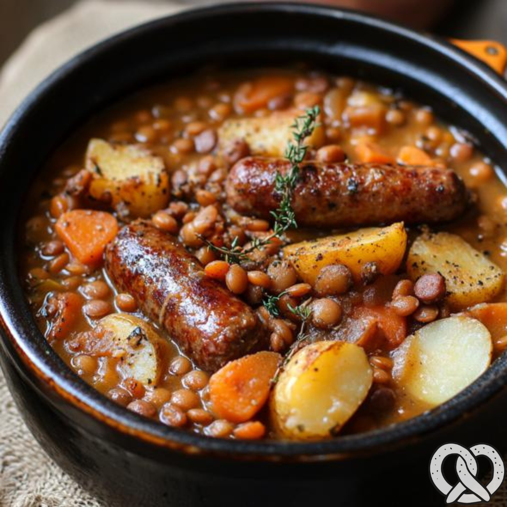 Linseneintopf mit wurst und kartoffeln