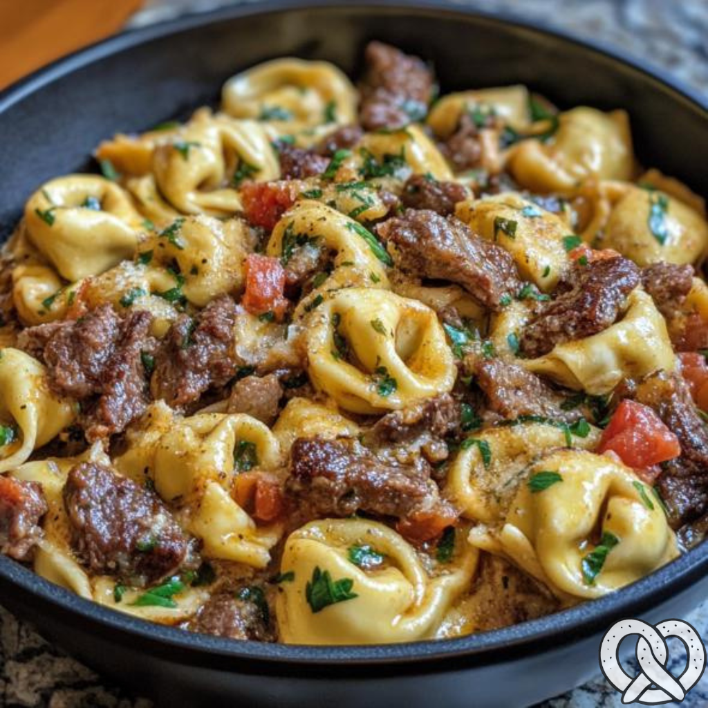 Cheesesteak-Tortellini in reichhaltiger Provolone-Sauce