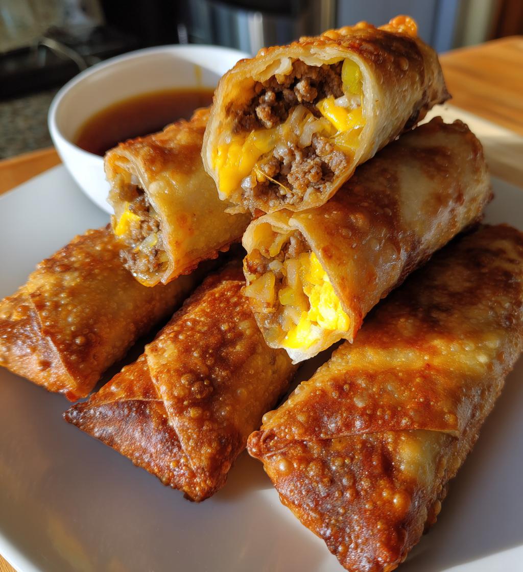 airfryer cheeseburger egg rolls